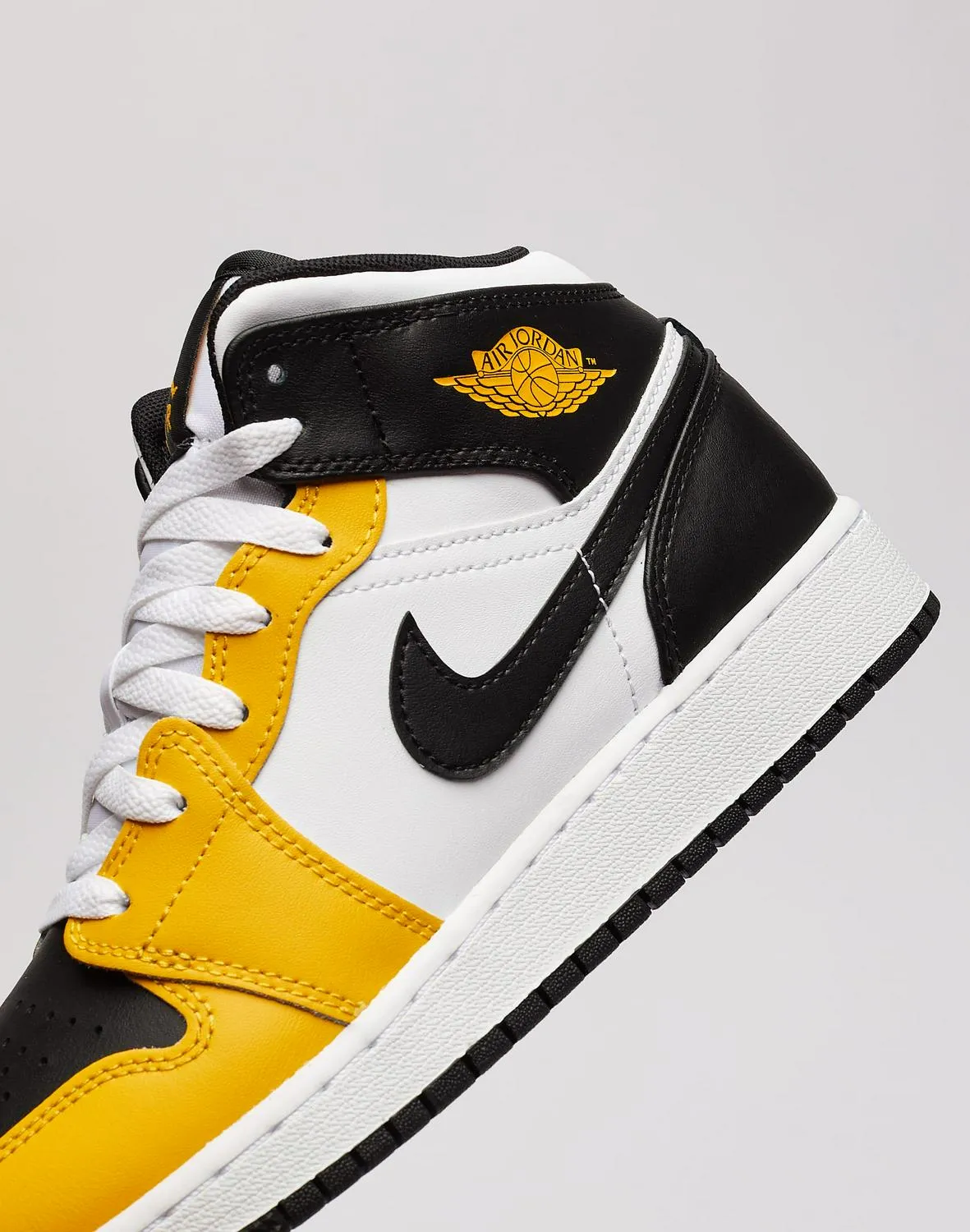 Kids Nike Air Jordan 1 Mid GS White Yellow Black DQ8423-701 Shoe Sneaker Trainer