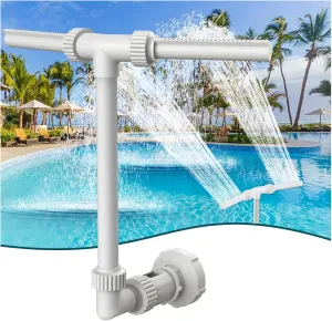 Klleyna Water-Fountain Dual Spray Swimming-Pool-Accessories - Upgrade Above/Inground Waterfall Cooler, Adjustable 2 in 1 Nozzle, High Pressure Pond Aerator, Garden Sprinkle Feature Outdoor Décor