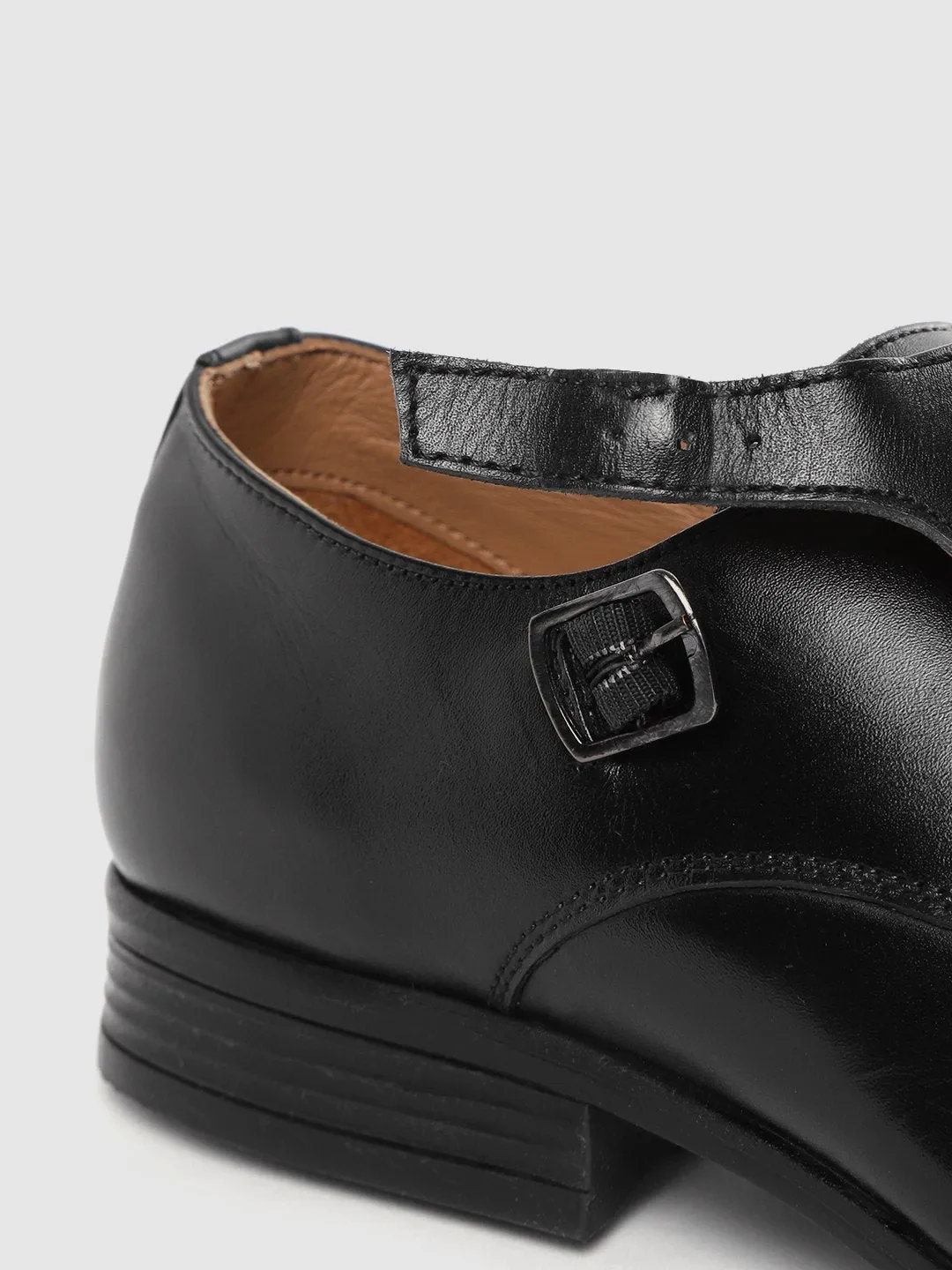 Leather Monk Strap Slip On Shoes