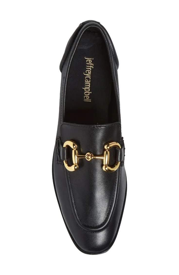 Loafer On Leather Black Gold Free returns Flat Slip Jeffrey Bit Contemporary Velviteen Buckle Campbell