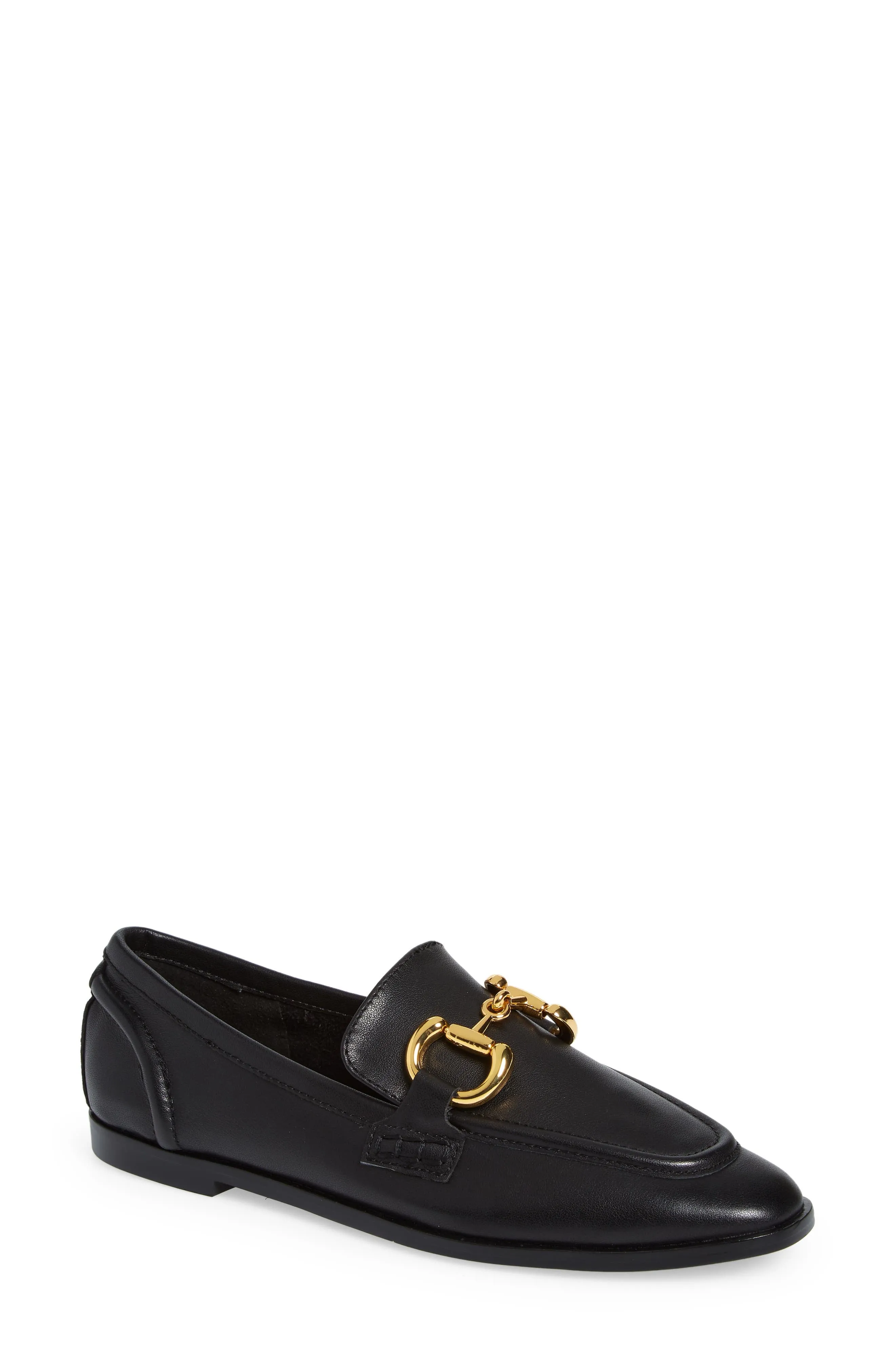 Loafer On Leather Black Gold Free returns Flat Slip Jeffrey Bit Contemporary Velviteen Buckle Campbell