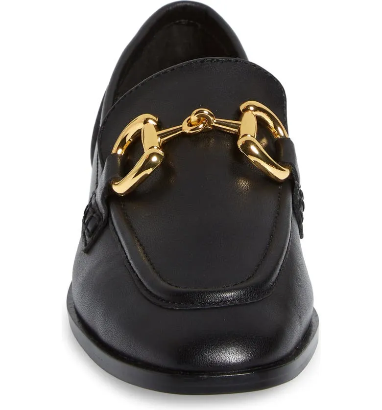 Loafer On Leather Black Gold Free returns Flat Slip Jeffrey Bit Contemporary Velviteen Buckle Campbell