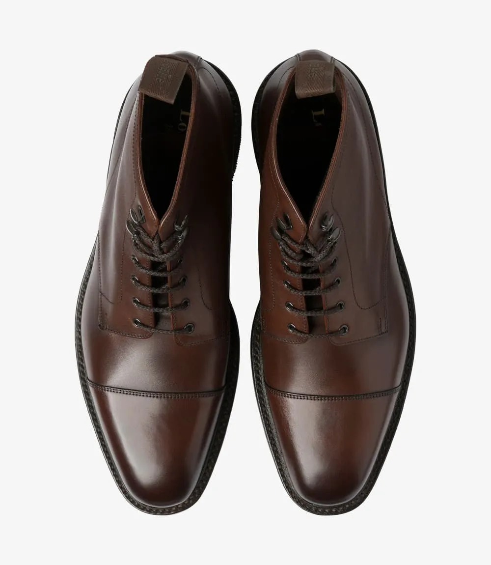 LOAKE ROEHAMPTON DARK BROWN DERBY BOOT TOE CAP RUBBER SOLE F-MEDIUM