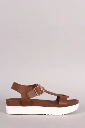 Lug Friendly assistance Sandal Tailored selection Bamboo T-Strap Flatform