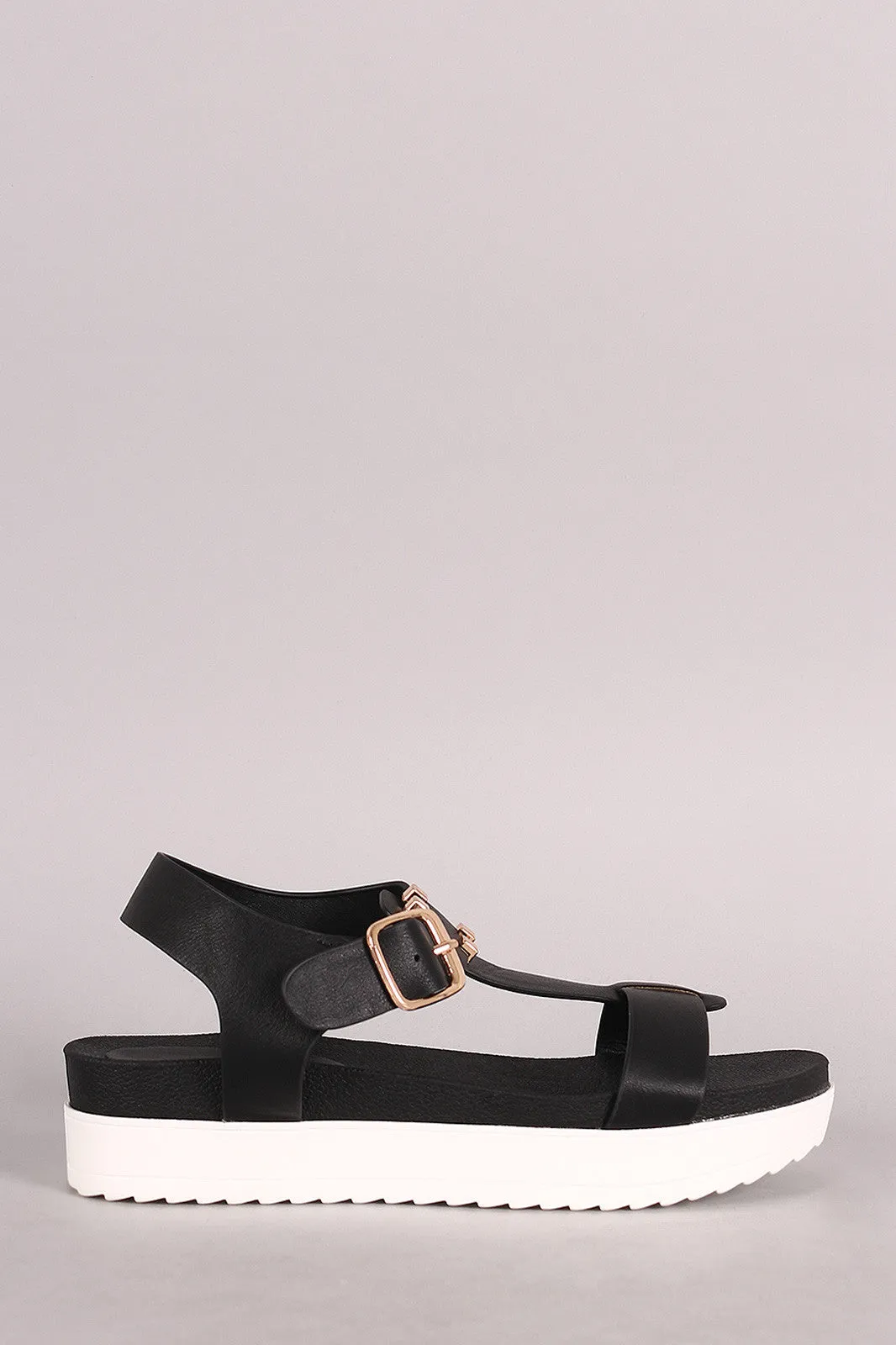 Lug Friendly assistance Sandal Tailored selection Bamboo T-Strap Flatform