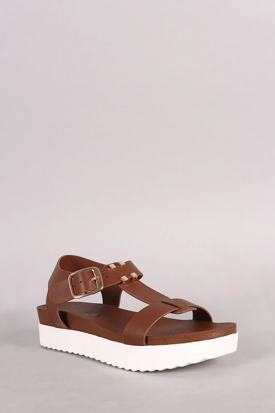 Lug Friendly assistance Sandal Tailored selection Bamboo T-Strap Flatform