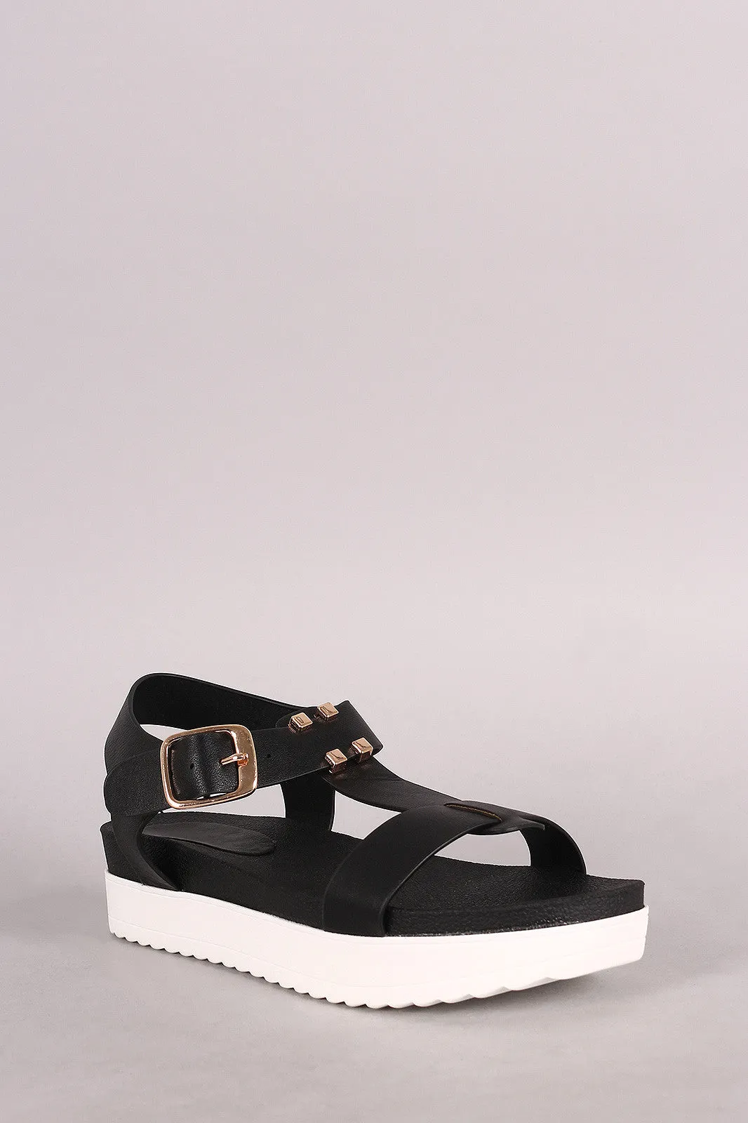 Lug Friendly assistance Sandal Tailored selection Bamboo T-Strap Flatform