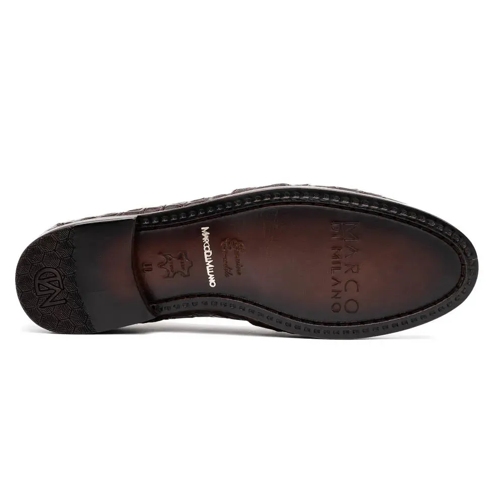 Marco Di Milano Bianchi Brown Genuine Caiman Crocodile Loafers