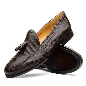 Marco Di Milano Bianchi Brown Genuine Caiman Crocodile Loafers
