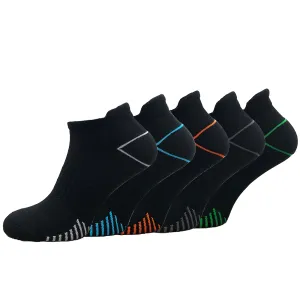 Mens 5 Pack Peformance Trainer Liner Sports Socks Black