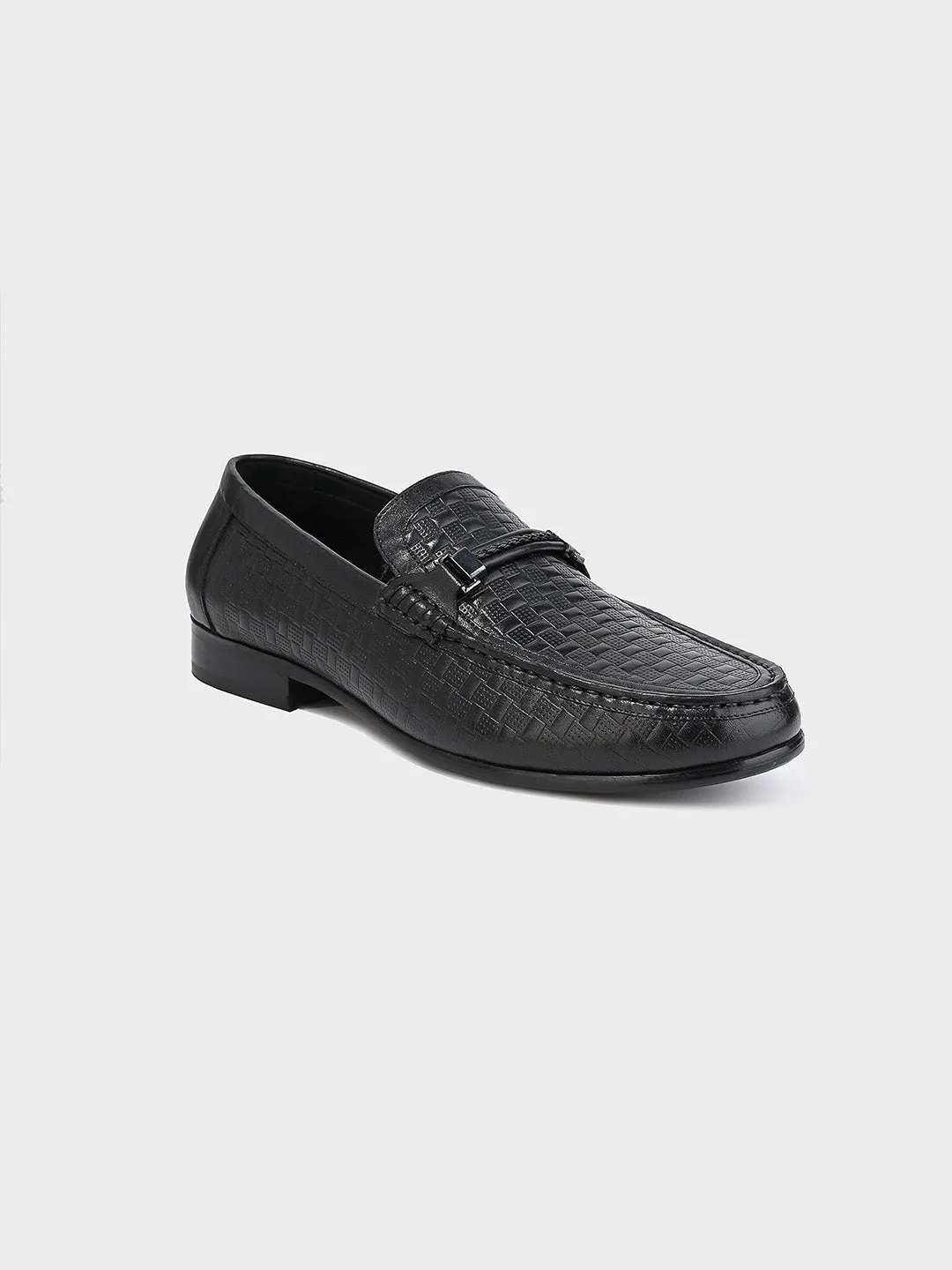 Men's Black Leather Slip-On Loafers