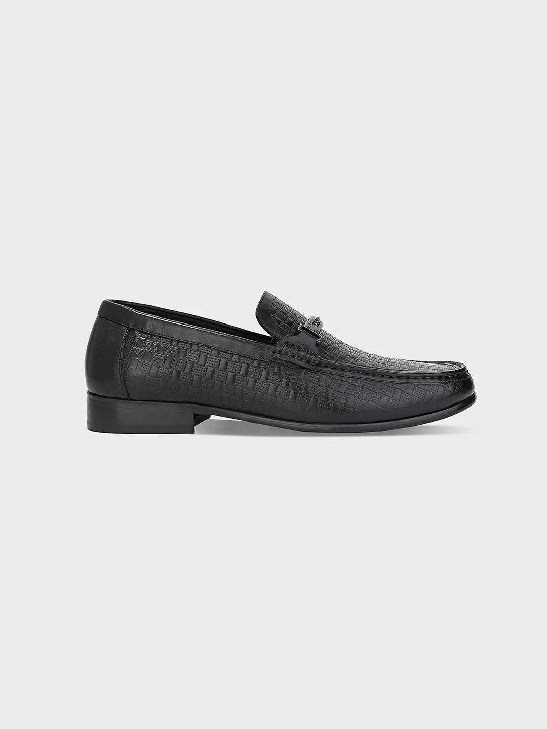 Men's Black Leather Slip-On Loafers