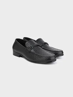 Men's Black Leather Slip-On Loafers