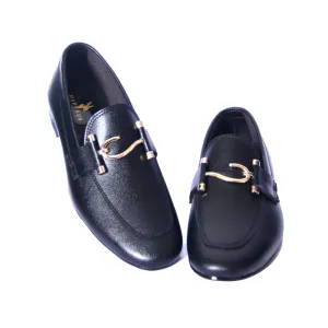 Men's Classic Synthetic Formal Shoes – Black with Gold Buckle Accent MR353