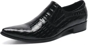 Men's Leather Shoes, Business Plaid Simple Men's Dress Shoes, Wedding Party Banquet Nightclub Stage Host Barber Uniform Office Work Shoes