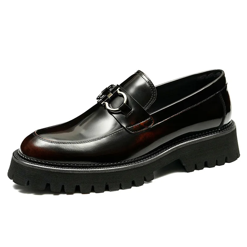 Men's Loafers - Chunky Sole & Metallic Hardware Refined Versatility