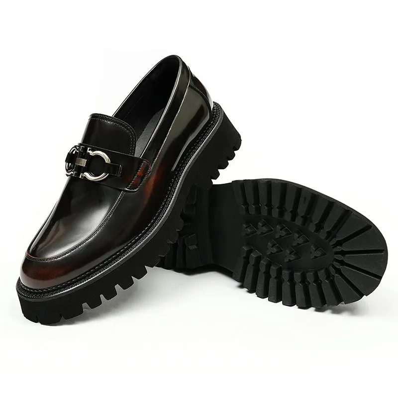 Men's Loafers - Chunky Sole & Metallic Hardware Refined Versatility