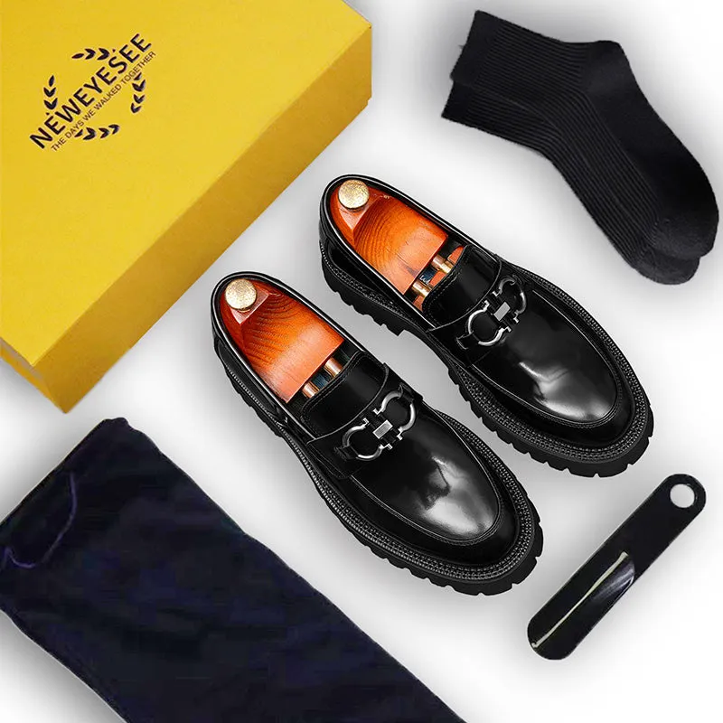 Men's Loafers - Chunky Sole & Metallic Hardware Refined Versatility