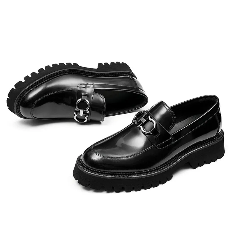 Men's Loafers - Chunky Sole & Metallic Hardware Refined Versatility
