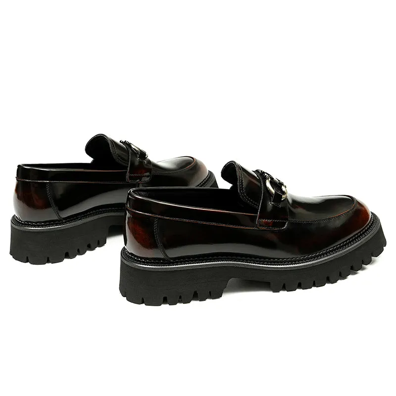 Men's Loafers - Chunky Sole & Metallic Hardware Refined Versatility