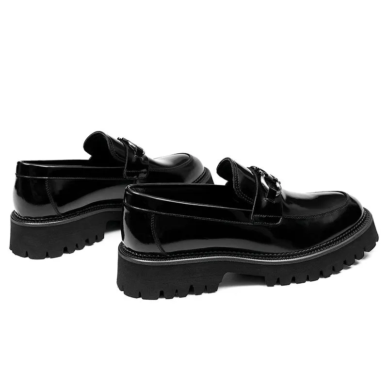 Men's Loafers - Chunky Sole & Metallic Hardware Refined Versatility