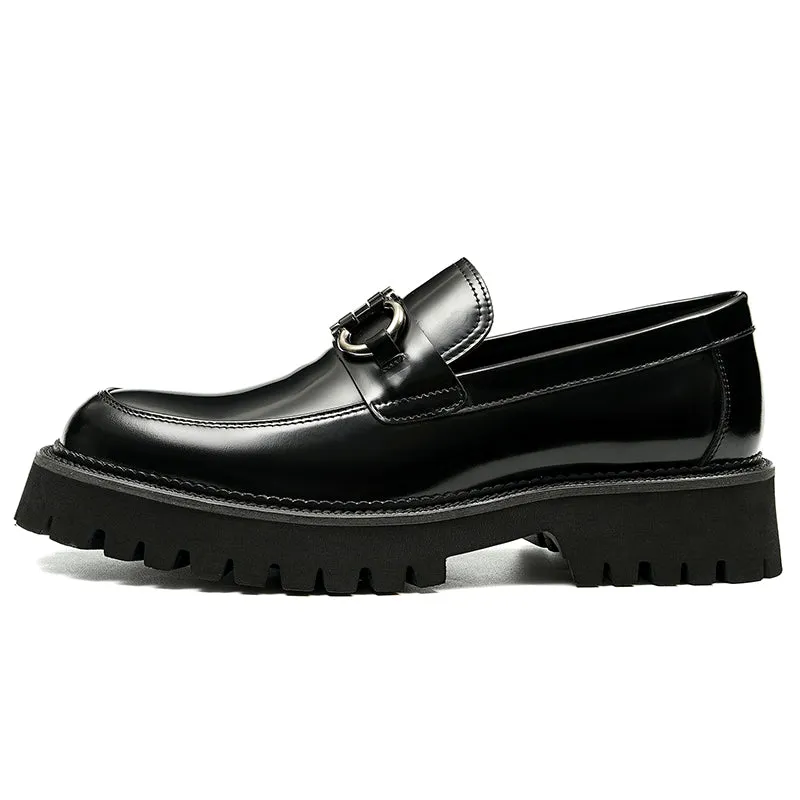 Men's Loafers - Chunky Sole & Metallic Hardware Refined Versatility