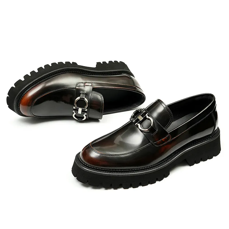 Men's Loafers - Chunky Sole & Metallic Hardware Refined Versatility