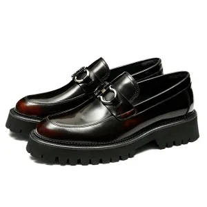 Men's Loafers - Chunky Sole & Metallic Hardware Refined Versatility