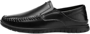 Mens Loafers Shoe Simple Flat Heel Moccasins Shoes Leather Slip Resistant Anti-Slip Comfortable Classic Walking Slip-on