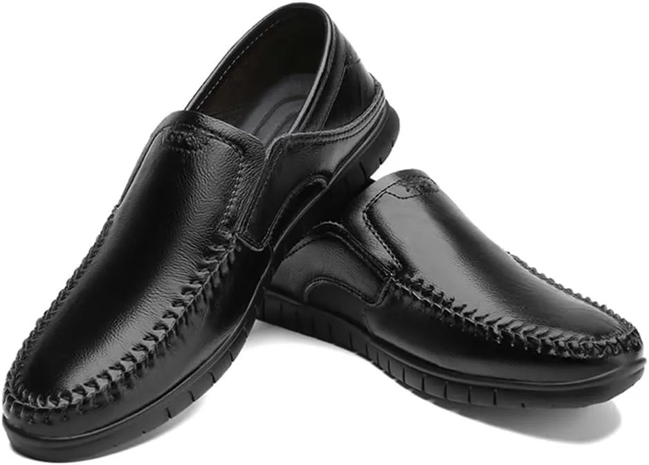 Mens Loafers Shoe Simple Flat Heel Moccasins Shoes Leather Slip Resistant Anti-Slip Comfortable Classic Walking Slip-on