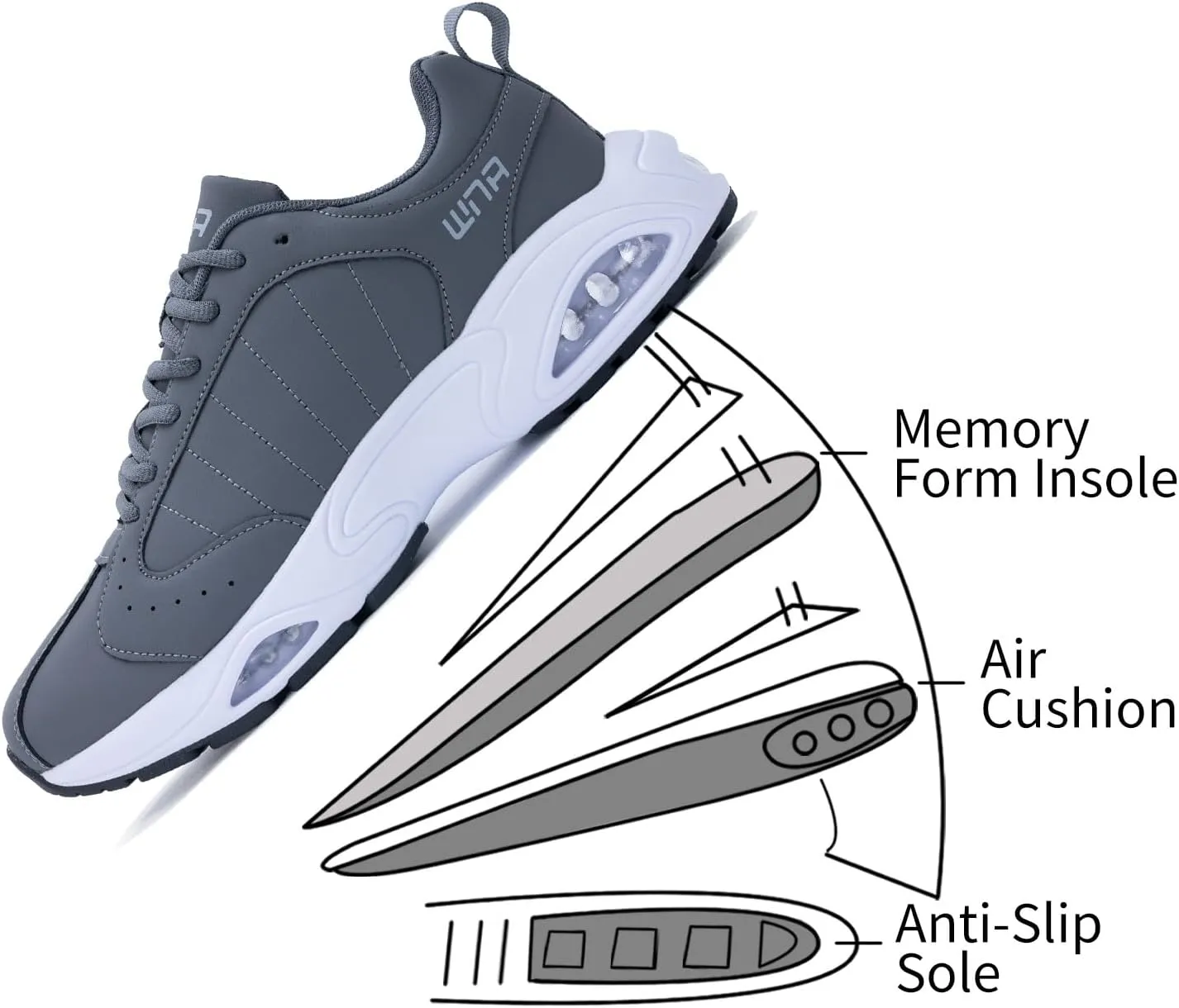 Mens Tennis Running Shoes Air Athletic Comfortable Walking Shoes Gym Jogging Workout Breathable Fashion Sneaker Size US 7-13