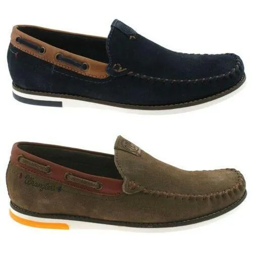 Mens Wrangler Sharky Nubuck Leather Memory Foam Slip On Loafer Shoes WM181850