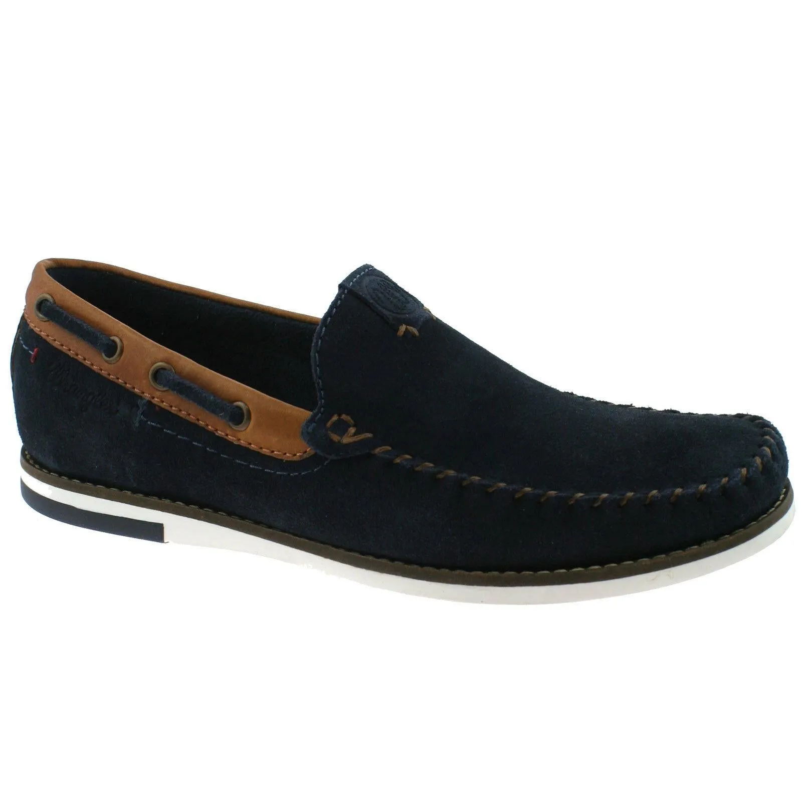 Mens Wrangler Sharky Nubuck Leather Memory Foam Slip On Loafer Shoes WM181850