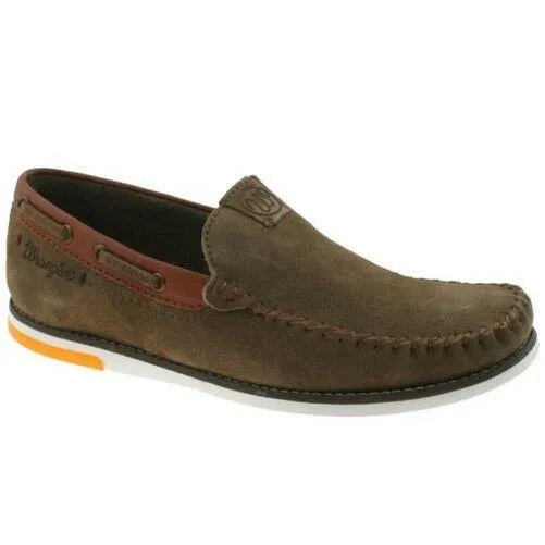 Mens Wrangler Sharky Nubuck Leather Memory Foam Slip On Loafer Shoes WM181850