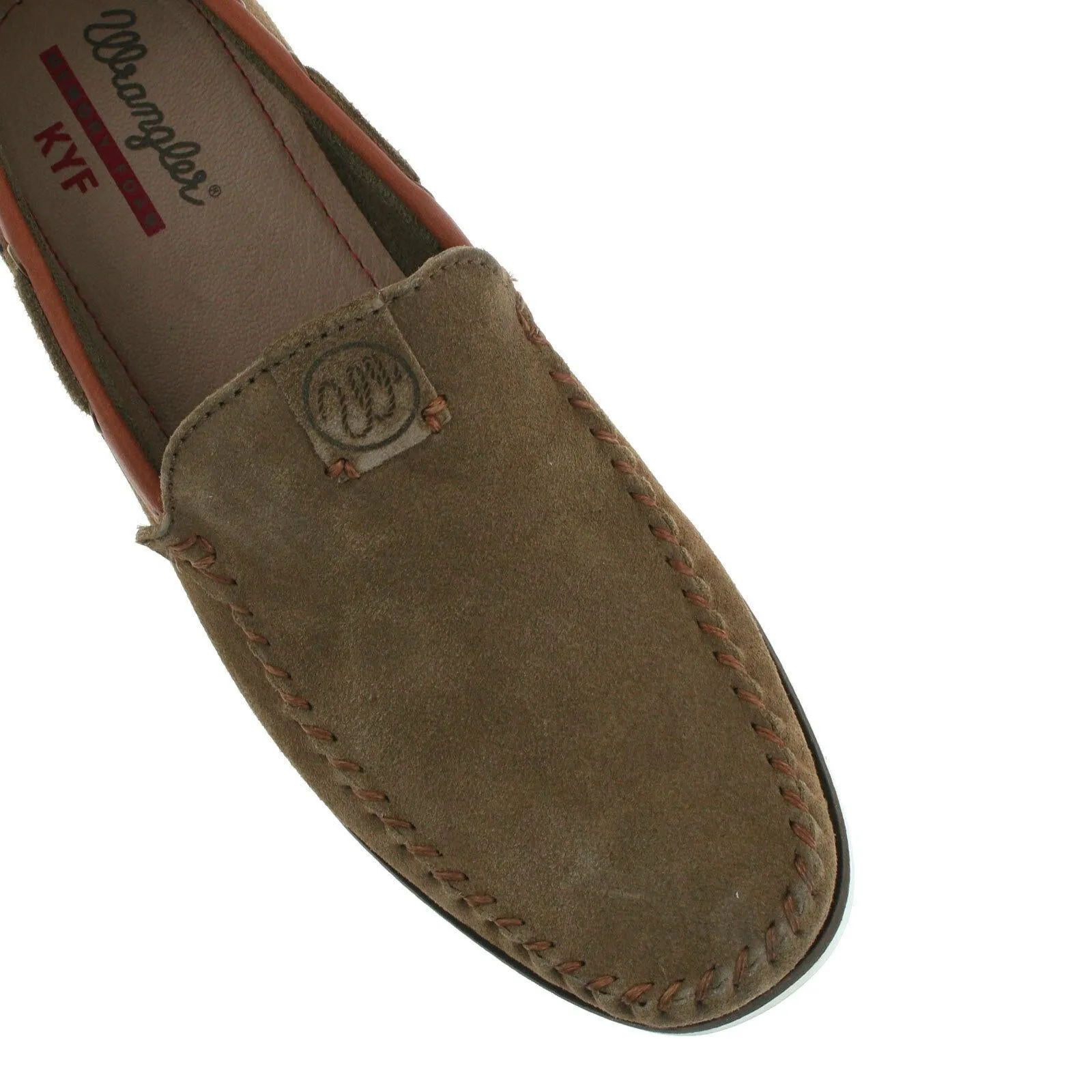 Mens Wrangler Sharky Nubuck Leather Memory Foam Slip On Loafer Shoes WM181850