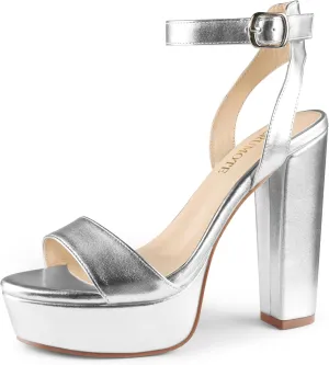 MERUMOTE Women's Fashion Platform Sandals Block Heels Wedding Summer Dress Shoes