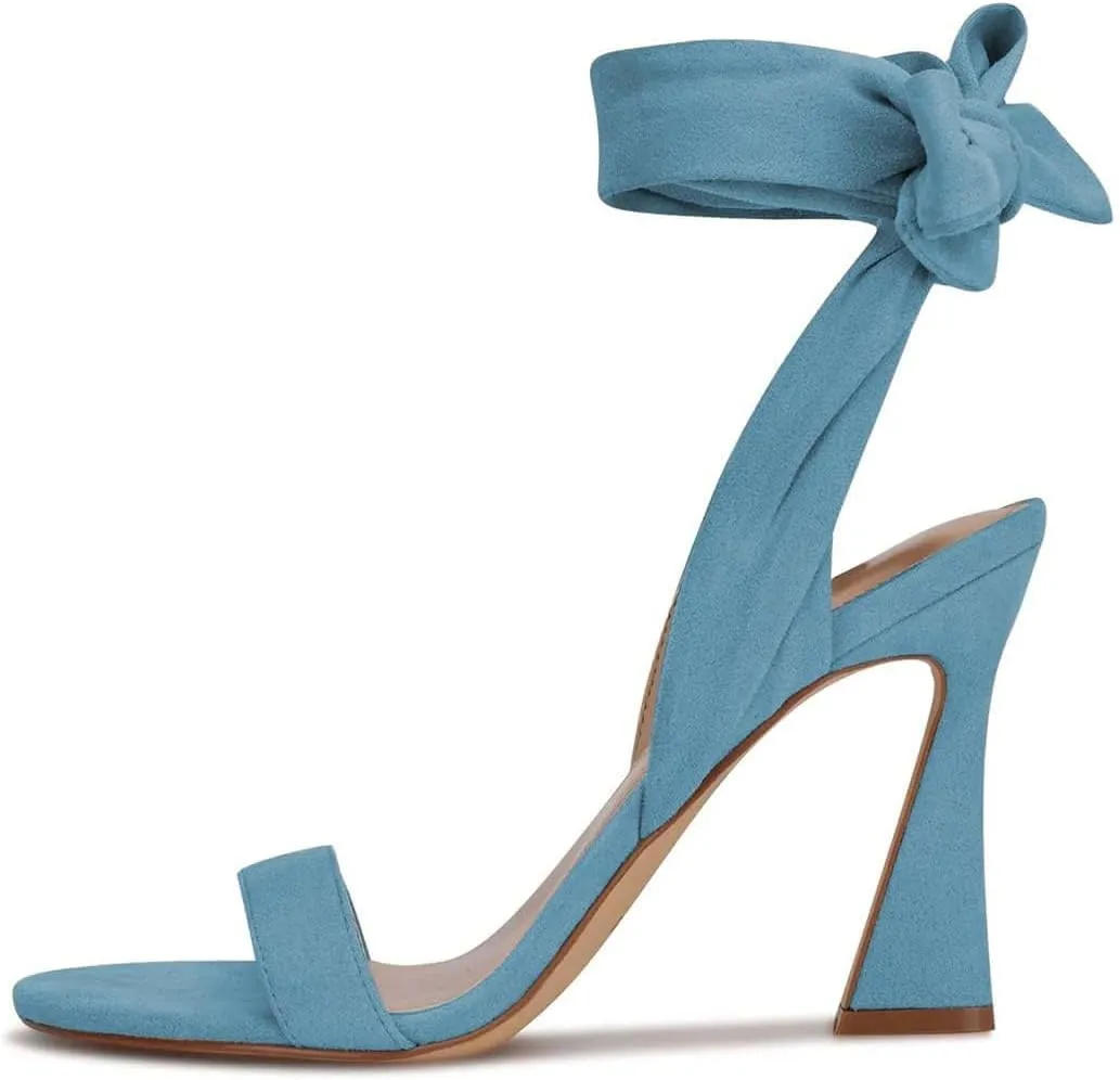 Milooey shoes Women Elegant Open Toe Strappy Heeled Sandal Lace Up Block High Heels Ankle Strap Party Dress Prom Lady Shoes Size 4-16 Us