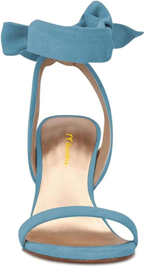Milooey shoes Women Elegant Open Toe Strappy Heeled Sandal Lace Up Block High Heels Ankle Strap Party Dress Prom Lady Shoes Size 4-16 Us