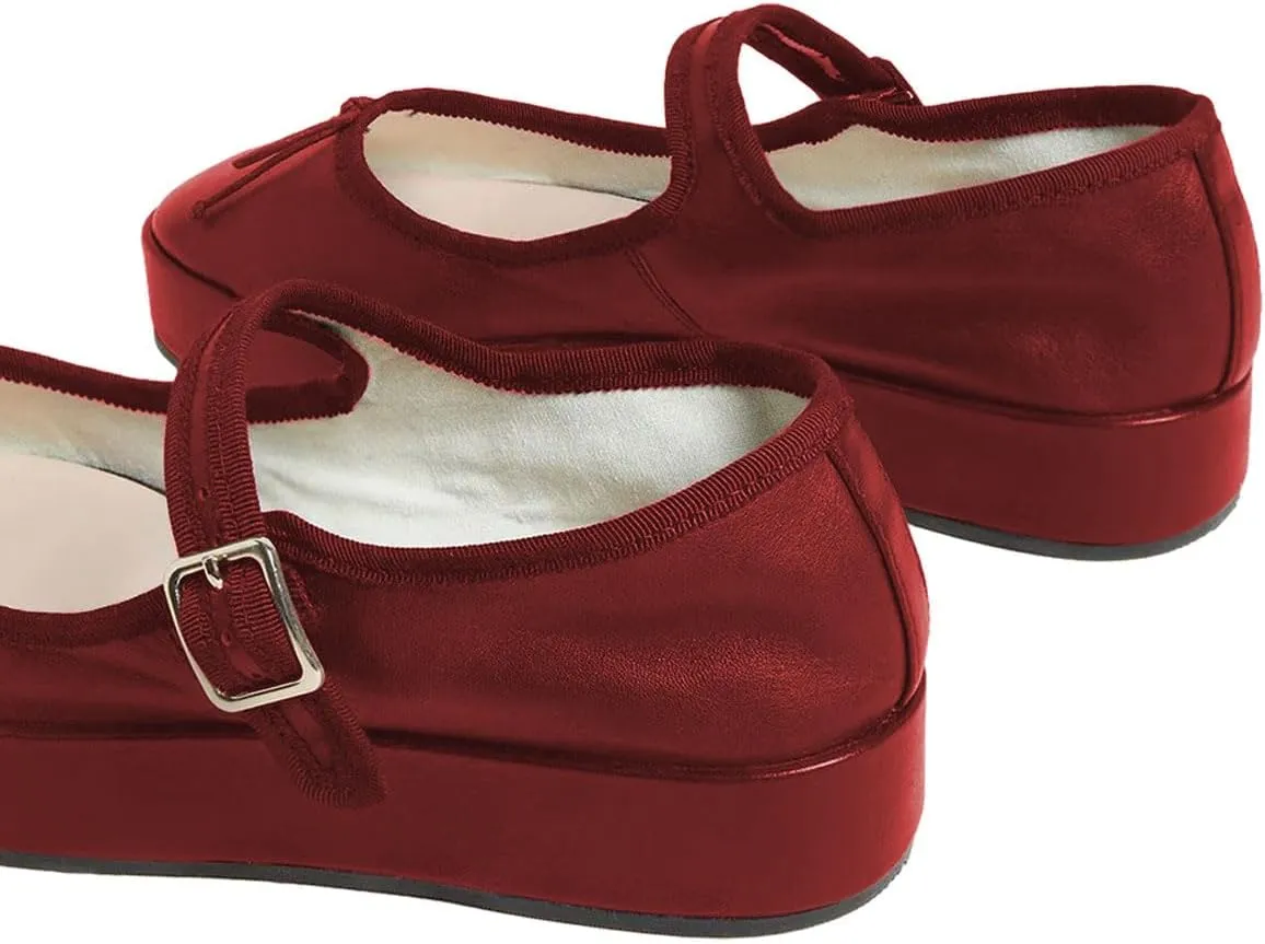 miss left Women Classic Platform Heel Closed Round Toe Mary Jane Flats Bows Strap Buckle Pumps Comfy Dance Party Shoes Size 4-16 US