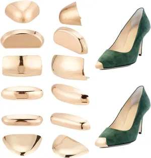 NBEADS 12 Pcs 6 Style Metal Shoes Pointed Protector, Metal Shoe Toe Protectors Light Gold High Heel Toes Pump Toe Head Cover for Shoes Protection Repair Accessories