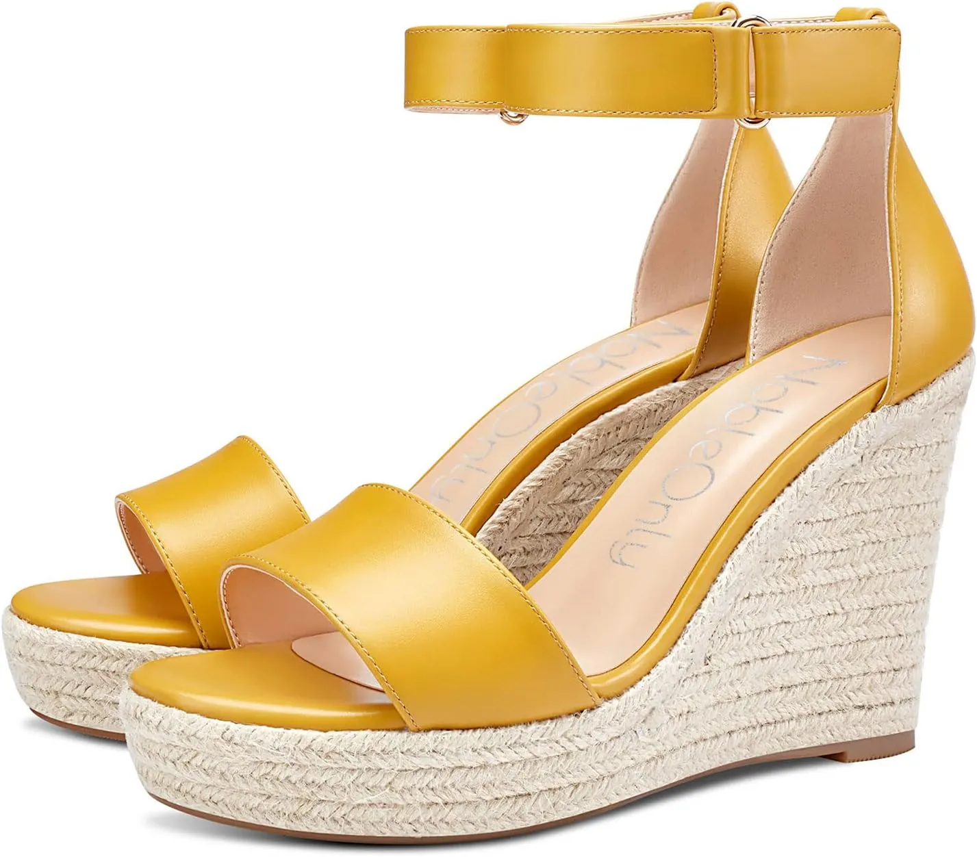 NobleOnly Womens High Heels Platform Wedge Sandals Ankle-Strap Peep-Toe Sandal Plus Shoes 10CM Heel