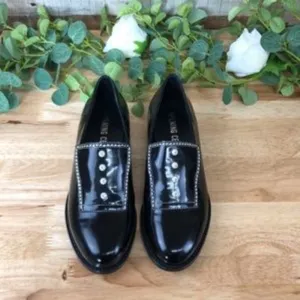 Opening Ceremony Leah Pearl Stitch Lining Oxford Flats 090, Black, 7 Us / 37 Eu