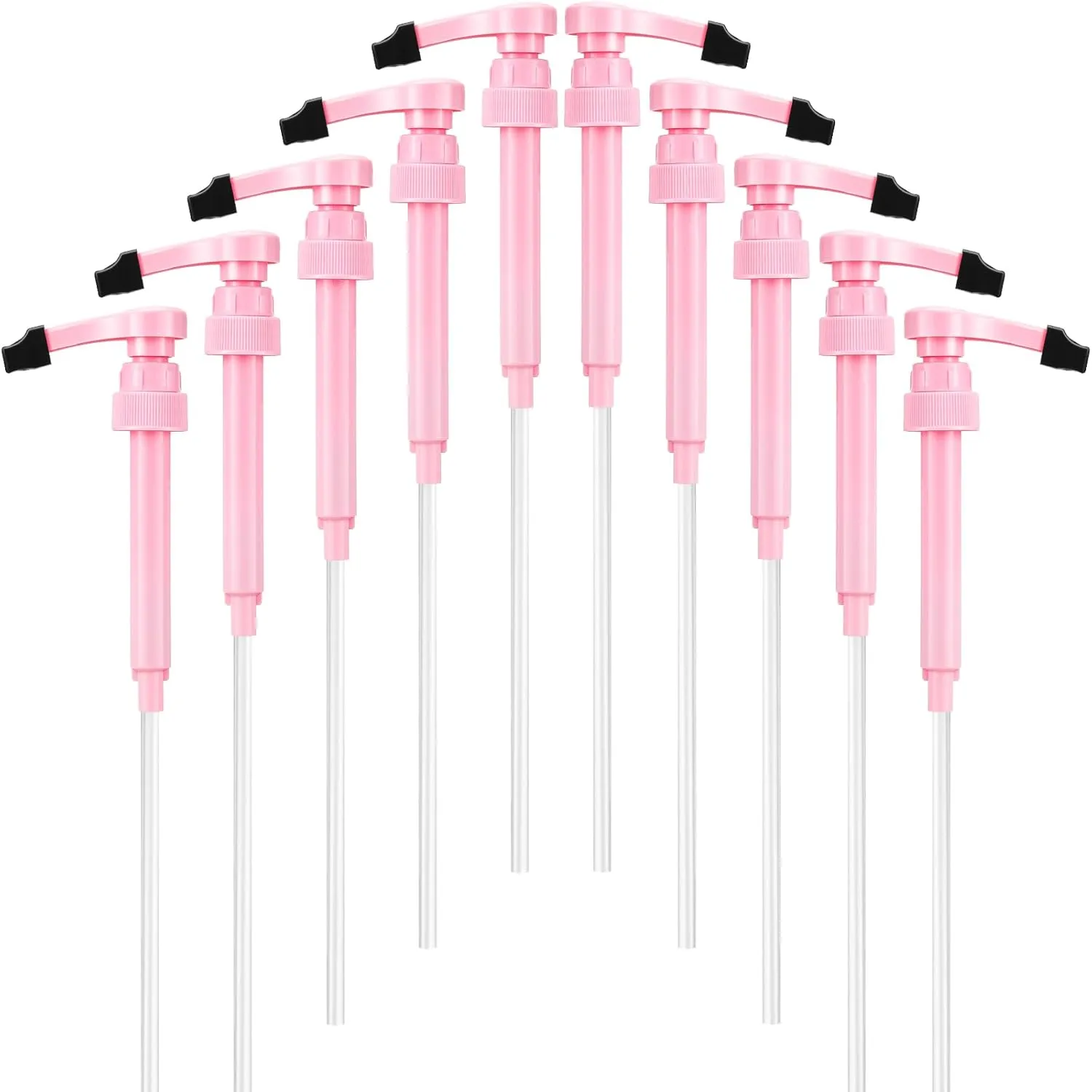 Patelai 10 Pcs Coffee Syrup Pump with Tip Cover Pink Reusable Pump Fits 750 ml Skinny Bottles Flavor Caramel Dispenser Replacement for Home and House Drink