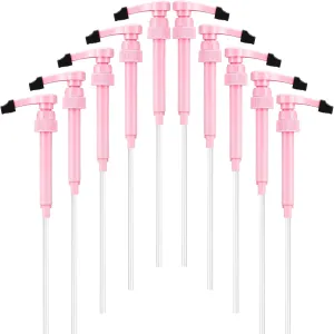 Patelai 10 Pcs Coffee Syrup Pump with Tip Cover Pink Reusable Pump Fits 750 ml Skinny Bottles Flavor Caramel Dispenser Replacement for Home and House Drink