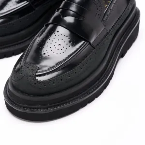 PENNY LOAFER BROGUE POLISHED BLACK 雕花便仕樂福鞋 內外增高63mm