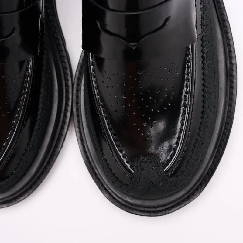 PENNY LOAFER BROGUE POLISHED BLACK 雕花便仕樂福鞋 內外增高63mm