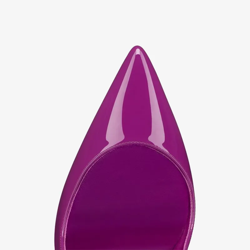 Purple Patent Leather Pump with Gold Heel