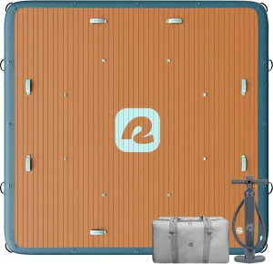 Retrospec Siesta Dock 7' & 10' XL Inflatable Floating Platform | Water Dock for Lakes, Pools, Boating - Portable Multi-Person Dock Floating Island Raft with Dual-Action Pump & Carrying Bag