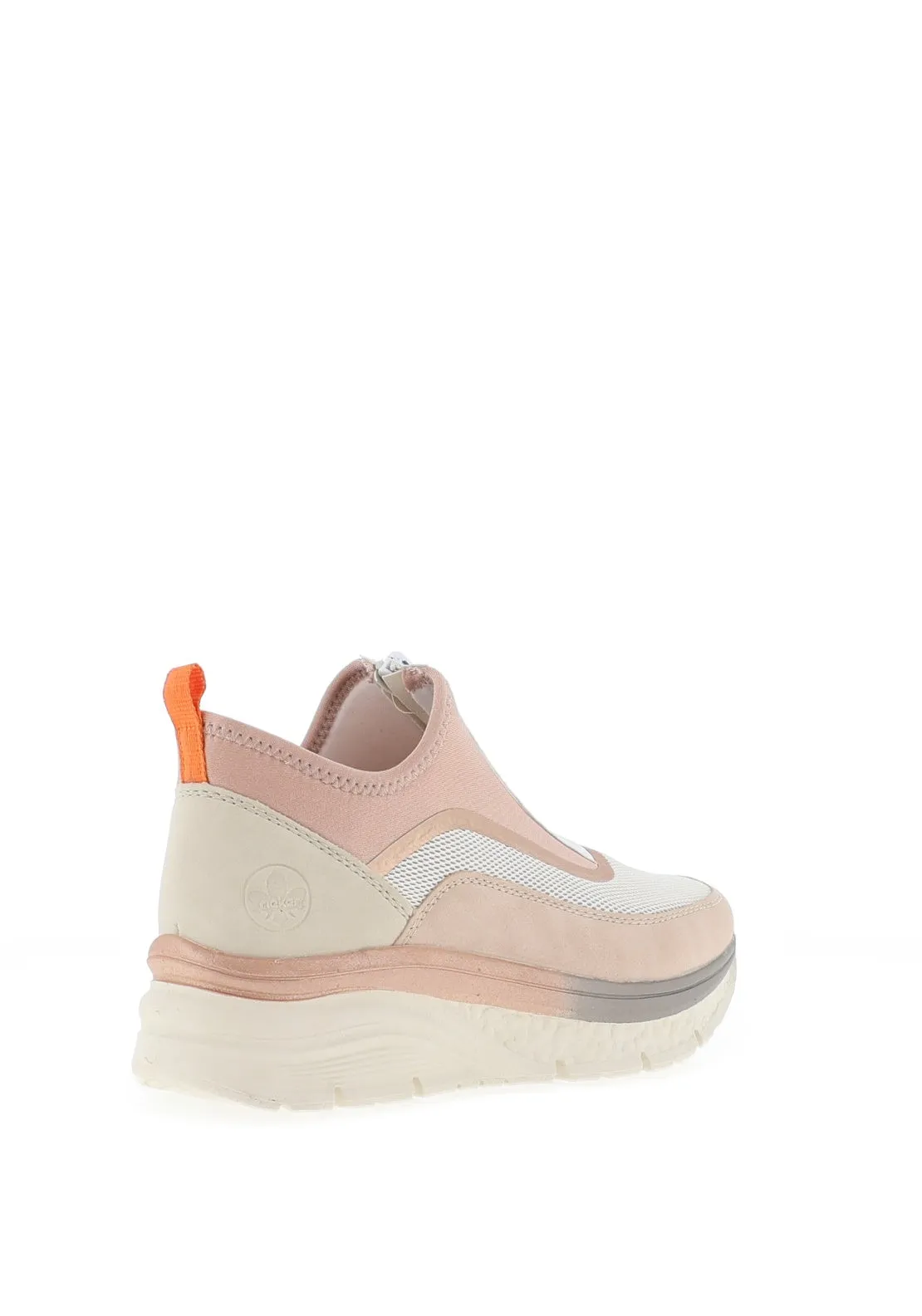Rieker Womens Zip Mesh Sock Trainer, Pink