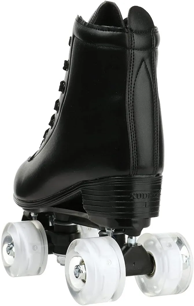 Roller Skates, Double Row Skates Adjustable Leather High-top Roller Skates Perfect Indoor Outdoor Adult Roller Skates with Bag